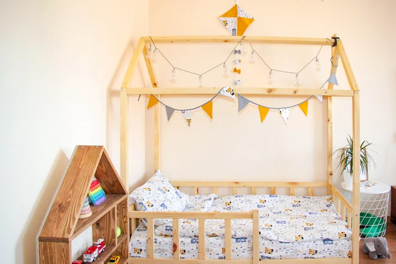 Montessori floor Wood Toddler house bed with slats bed bett, Lit cabane, Letto Montessori, bodenbet twin queen