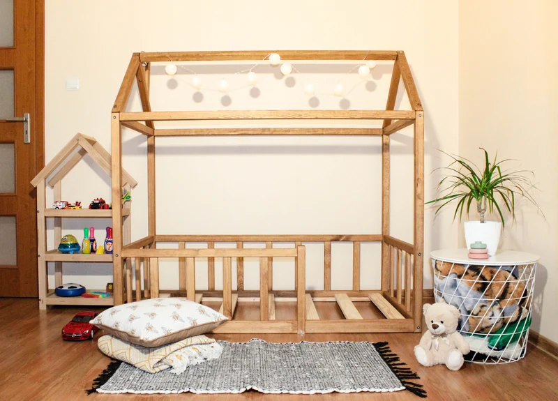 Toddler house bed with slats, Hausbett, Montessori floor bed, Montessori bett, Lit cabane, Wood Toddler Bed, Letto Montessori, bodenbett
