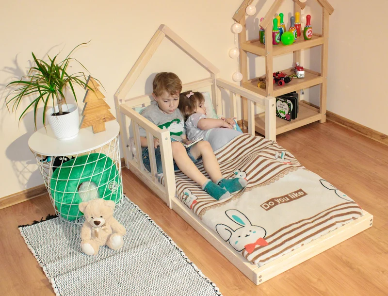 Queen Twin Child little space kids The owl fairy tiny house montessori toddler floor bed room furniture solid bed frame