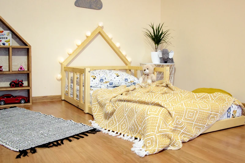 Letto Child kids tiny house montessori toddler floor bed Color Natural Oil