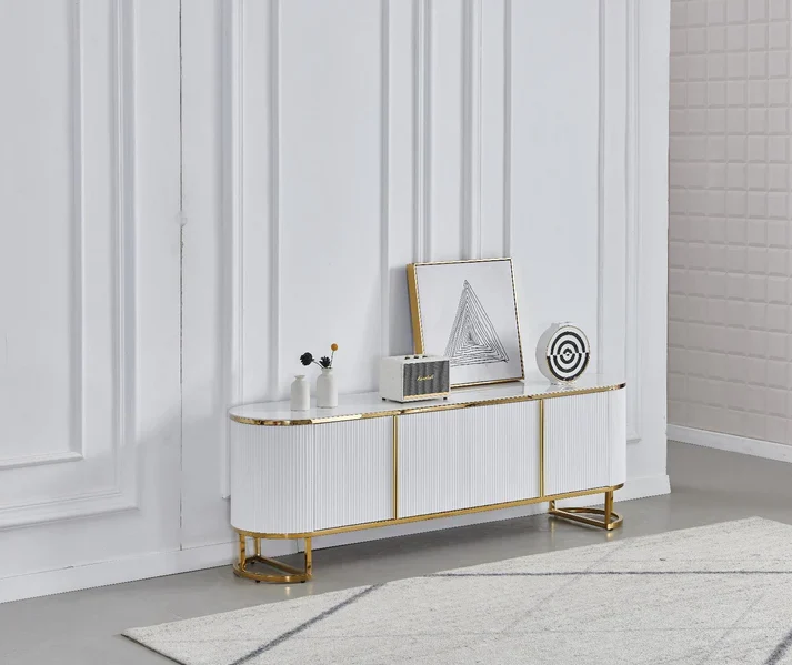 Meuble TV ESMEE marbre or 180cm