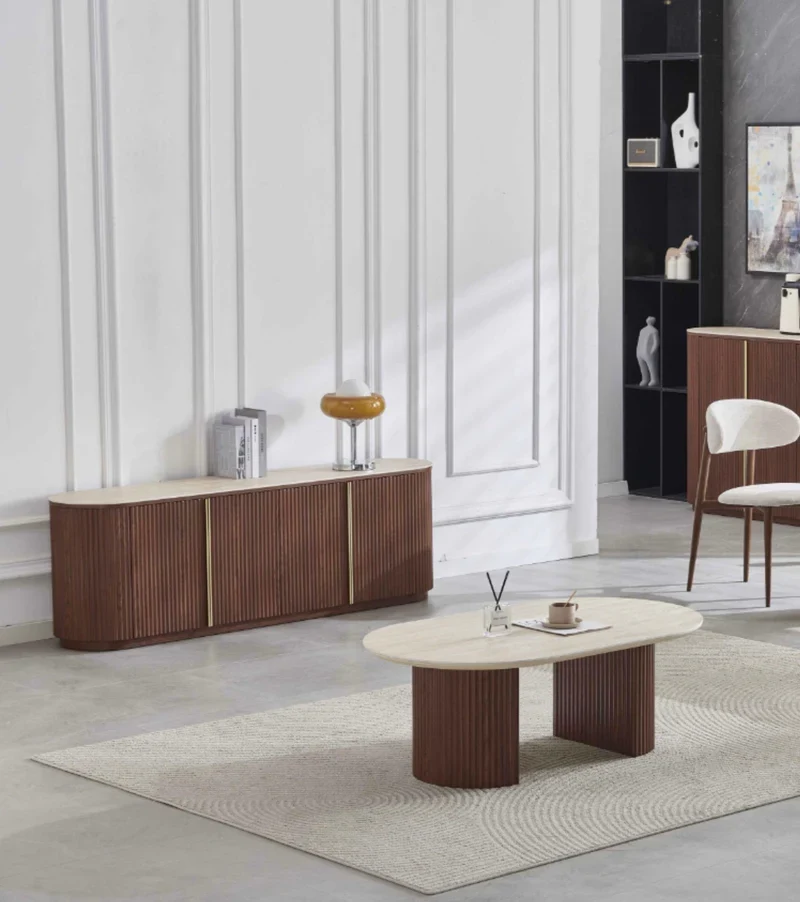 Meuble TV Noyer travertin 180cm
