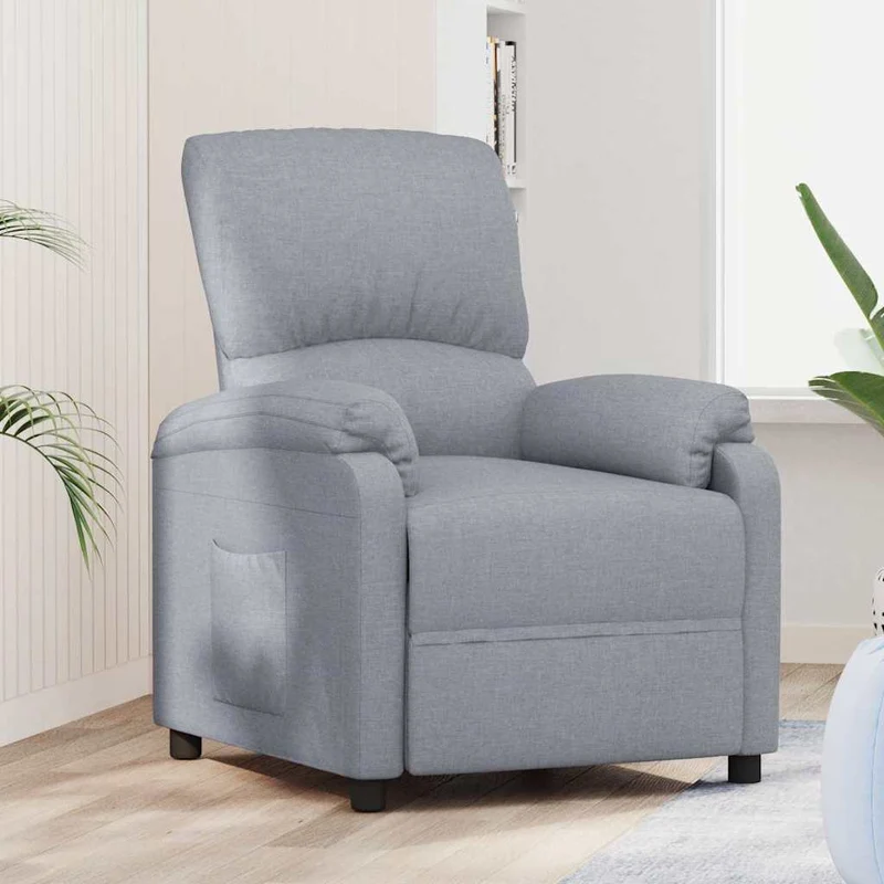 vidaXL Fauteuil verstelbaar stof lichtgrijs