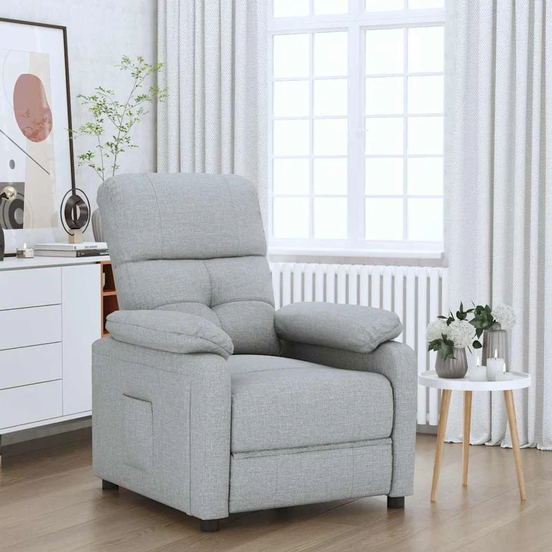 vidaXL Fauteuil verstelbaar stof lichtgrijs