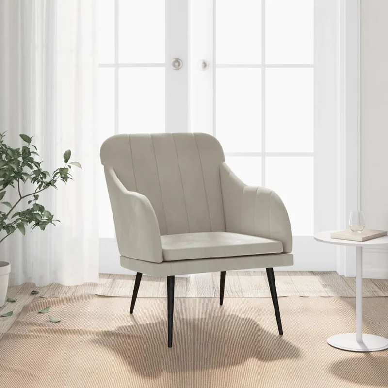 vidaXL Fauteuil 63x76x80 cm fluweel lichtgrijs