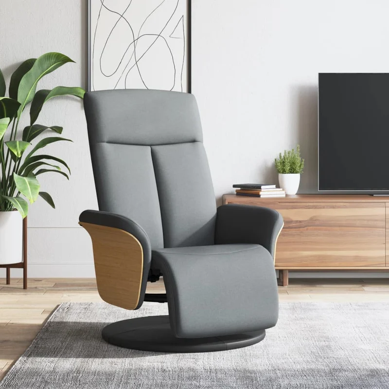 vidaXL Fauteuil verstelbaar met voetensteun stof lichtgrijs