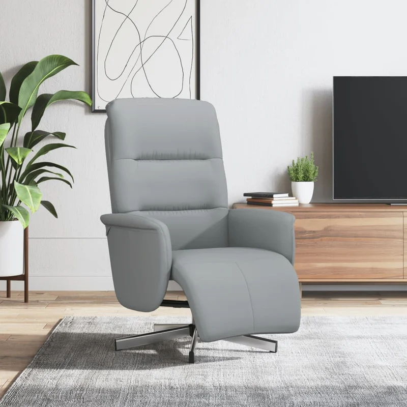 vidaXL Fauteuil verstelbaar met voetensteun stof lichtgrijs