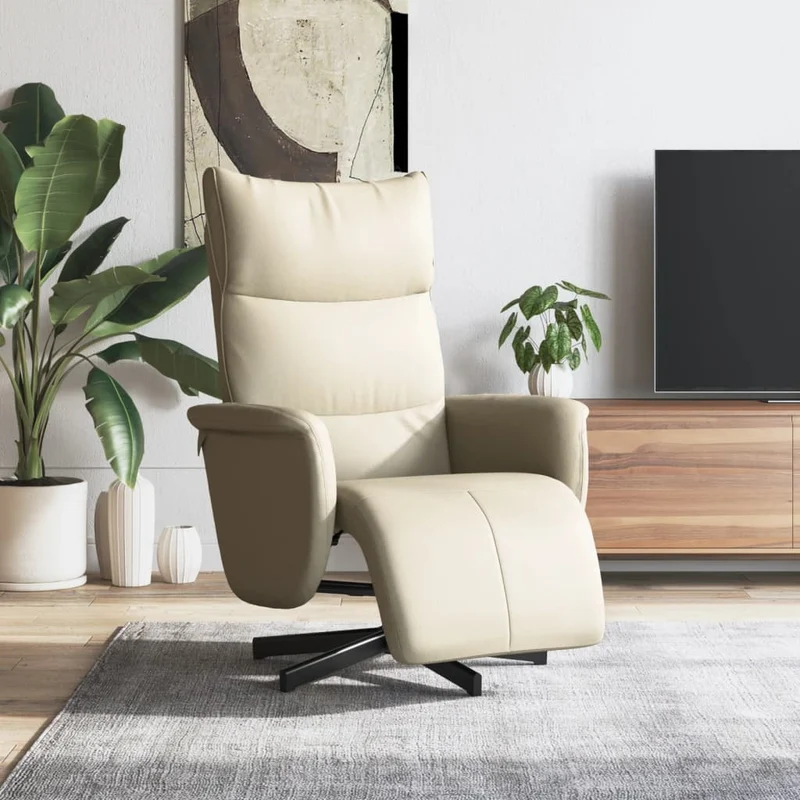 vidaXL Fauteuil verstelbaar met voetensteun kunstleer crèmekleurig