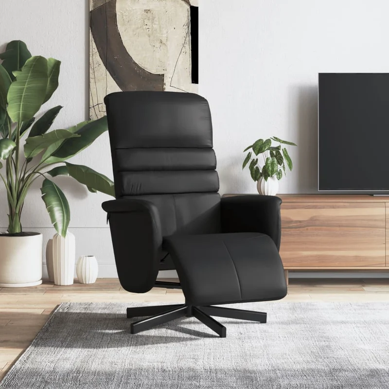 vidaXL Fauteuil verstelbaar met voetensteun kunstleer zwart