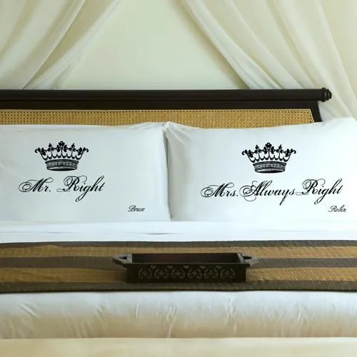 Midnight Black Couples Royal Correctness Personalized Pillow Case Set