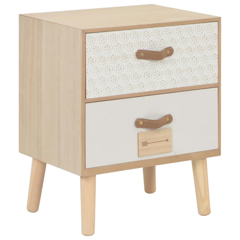 vidaXL Nachtkastje met 2 lades 30x25x49,5 cm massief grenenhout