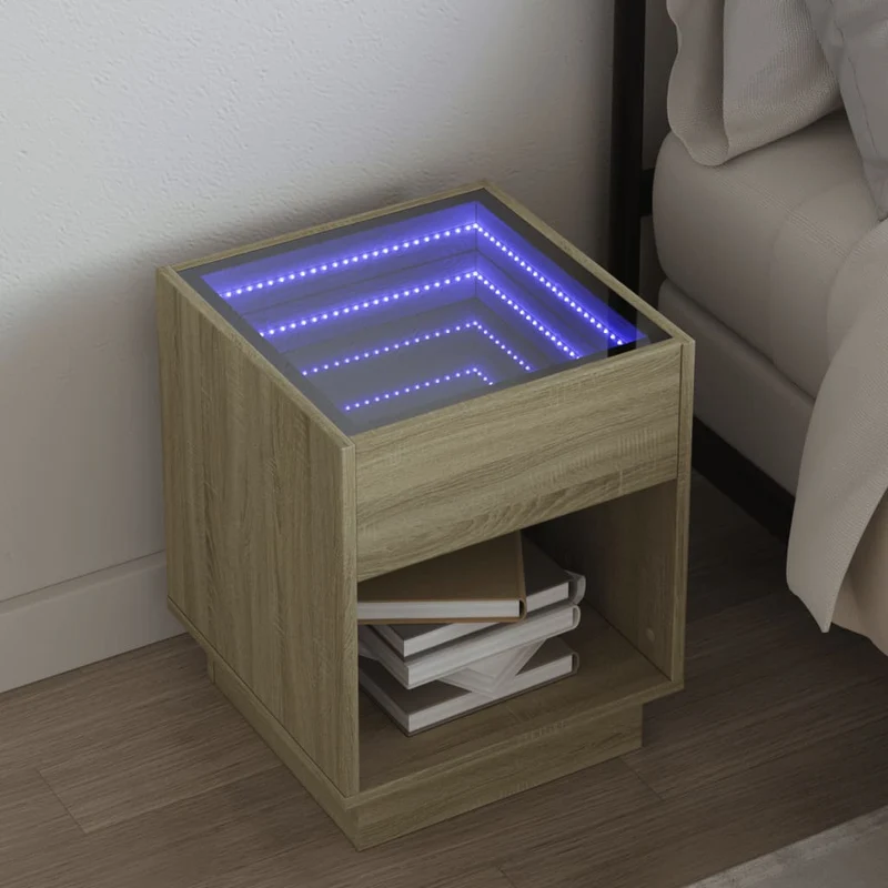 vidaXL Nachtkastje met Infinity LED 40x40x50 cm wit