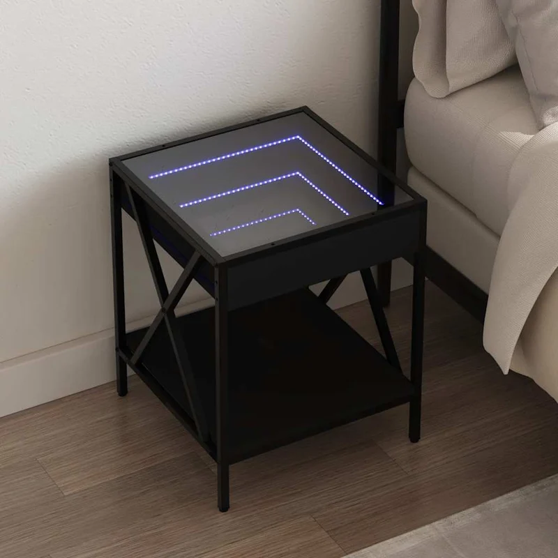 vidaXL Nachtkastje met Infinity LED 40x40x49 cm zwart