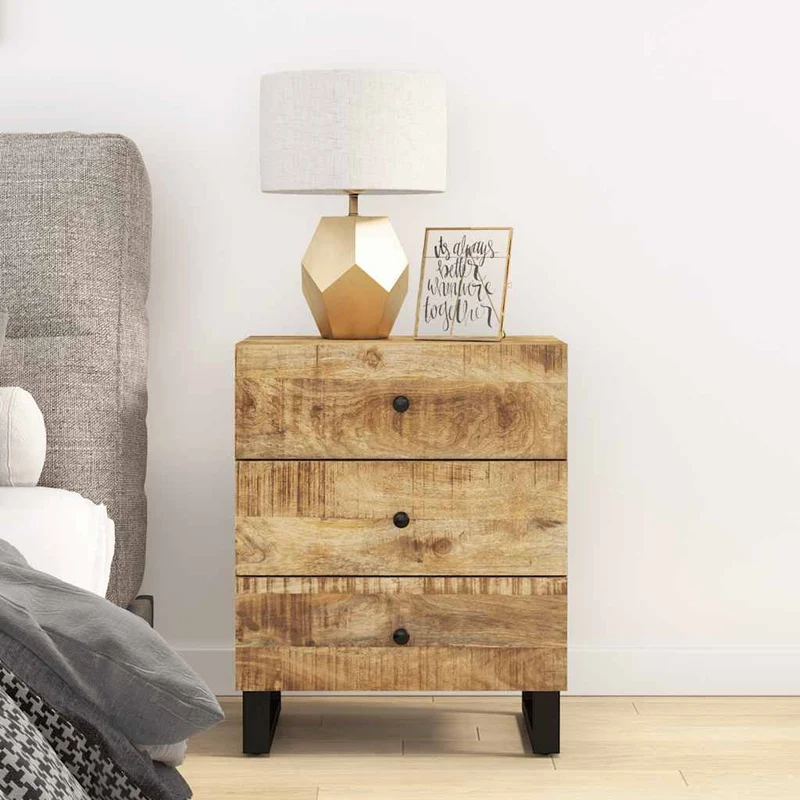 vidaXL Nachtkastje 50x33x62 cm massief mangohout en bewerkt hout