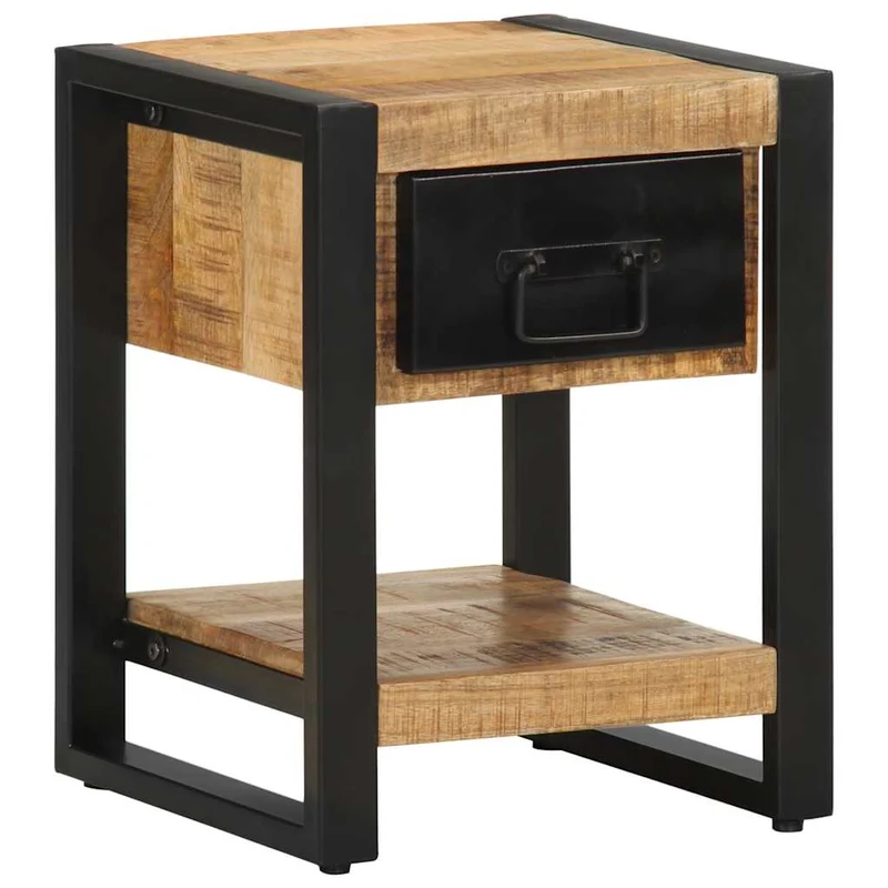 vidaXL Nachtkastje 35x34x45 cm massief ruw mangohout