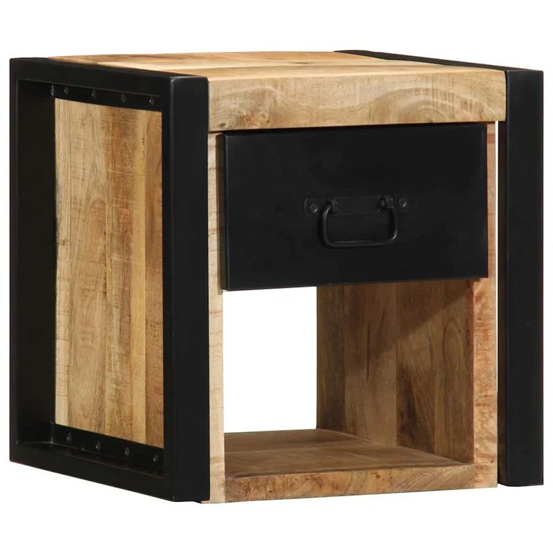 vidaXL Nachtkastje 40x35x40 cm massief ruw mangohout