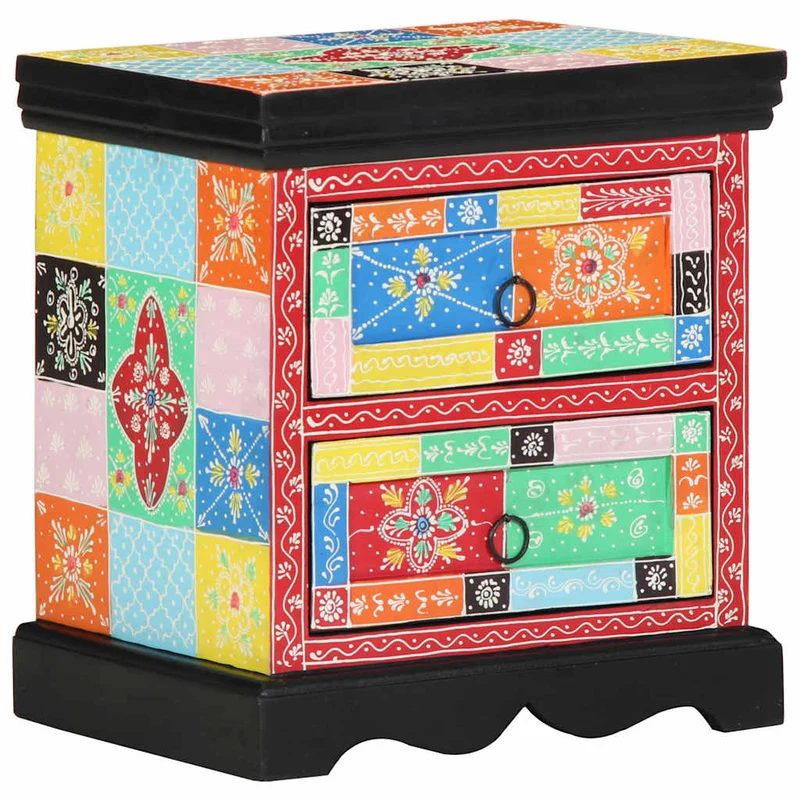 vidaXL Nachtkastje Multikleur 40 x 35 x 45 cm Massief Mango Hout