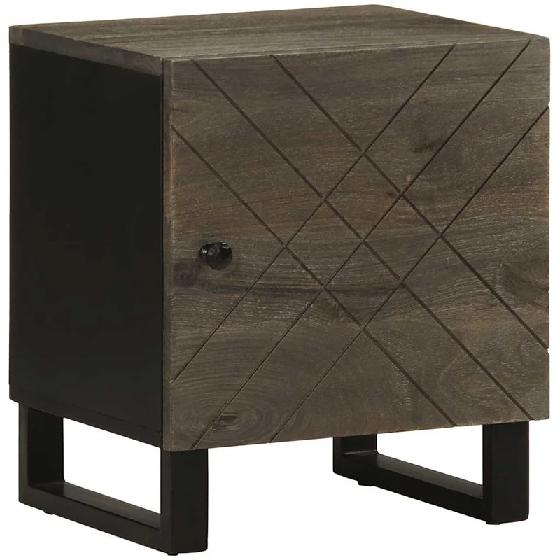 vidaXL Nachtkastje 40x33x46 cm massief mangohout zwart