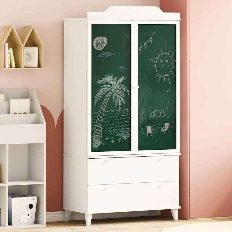 vidaXL Krijtbord Garderobe ROROS Wit 90 x 45 x 180 cm Bewerkt hout