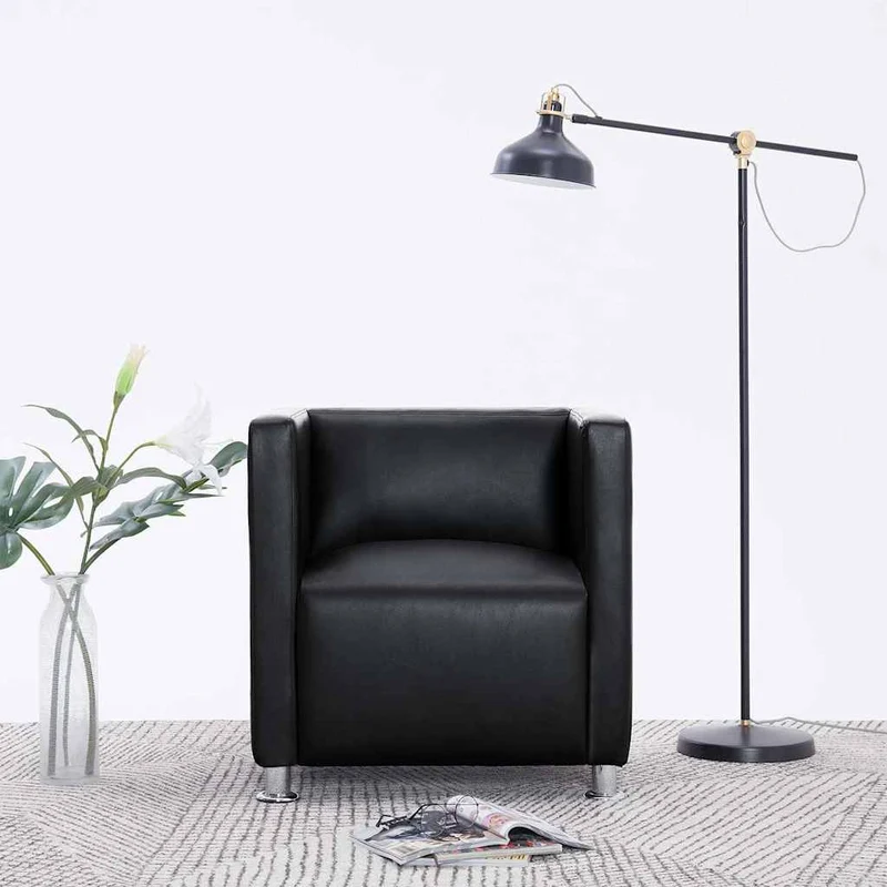 vidaXL Fauteuil kubus kunstleer zwart
