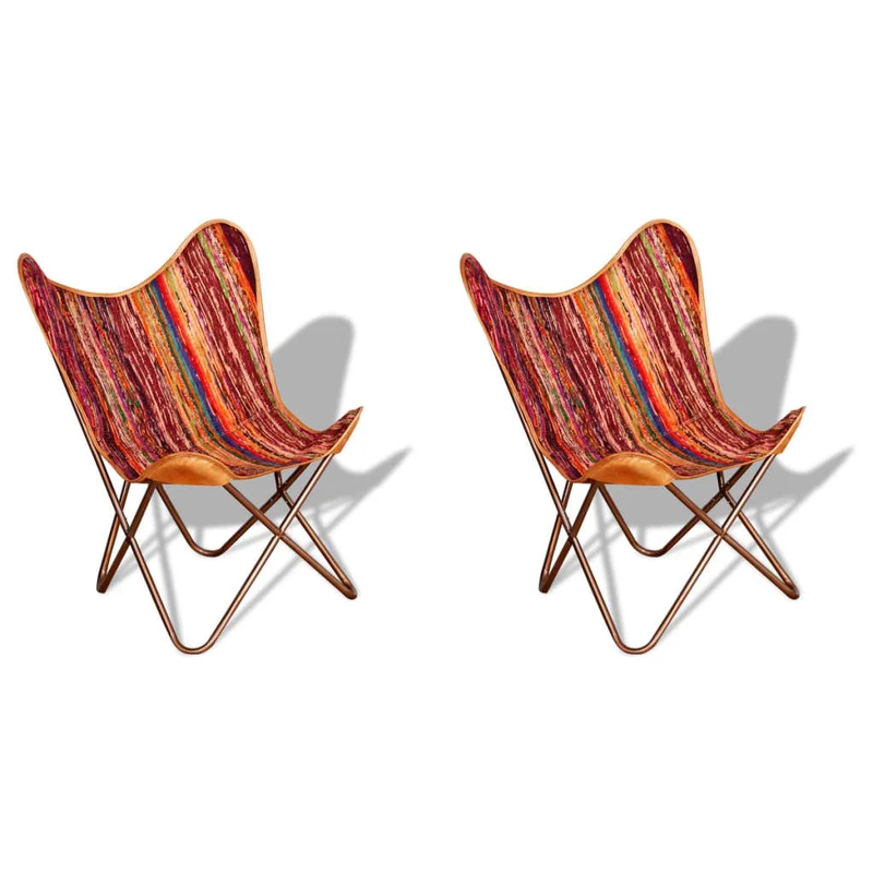 vidaXL Vlinderstoelen 2 st chindi stof meerkleurig
