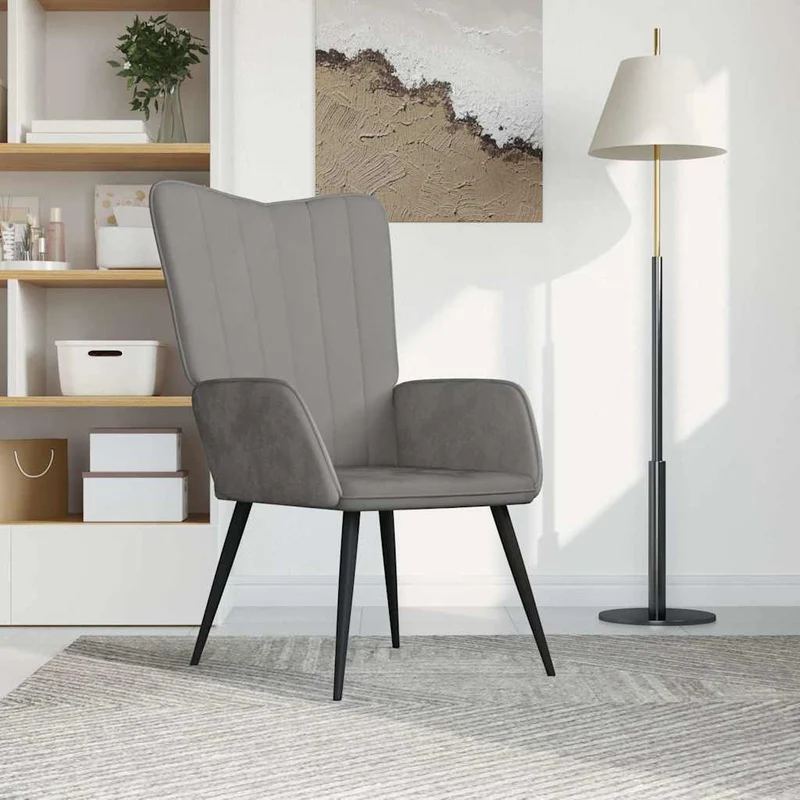 vidaXL Relaxstoel fluweel lichtgrijs