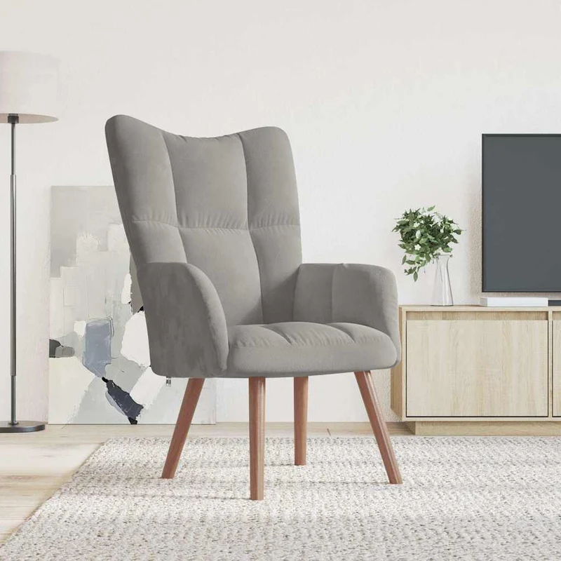 vidaXL Relaxstoel fluweel lichtgrijs