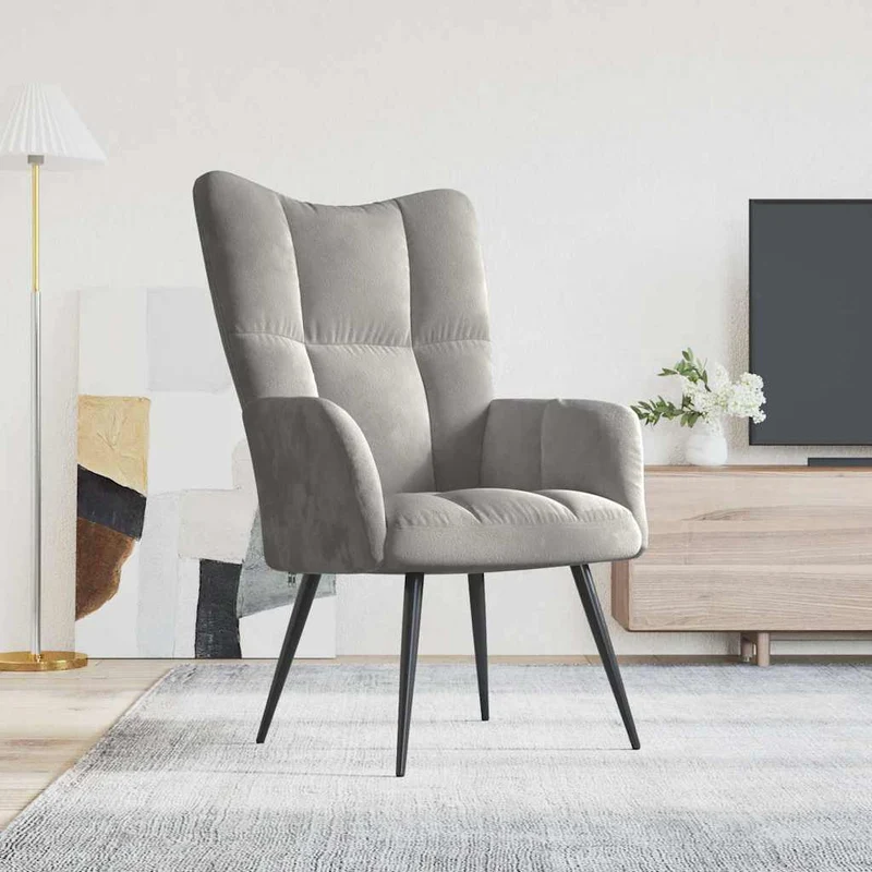 vidaXL Relaxstoel fluweel lichtgrijs