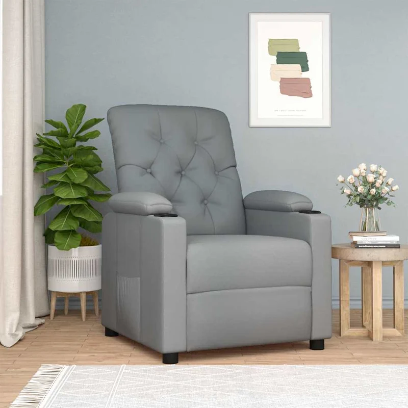 vidaXL Fauteuil verstelbaar stof lichtgrijs