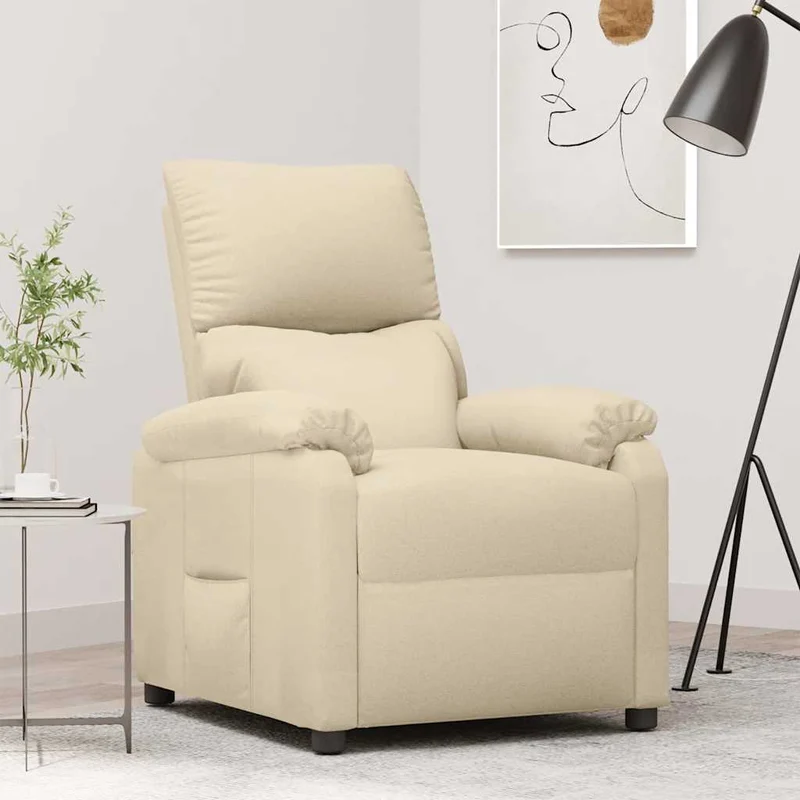 vidaXL Fauteuil verstelbaar stof crèmekleurig