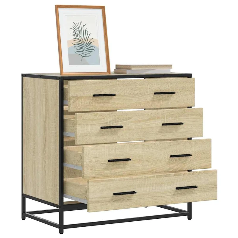 vidaXL Ladekast 70x41x70 cm bewerkt hout zwart