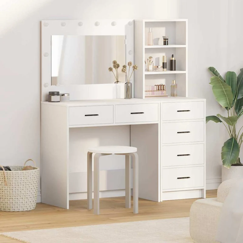 vidaXL Kaptafel met lade met plank Wit 78.5 x 41 x 135 cm Bewerkt hout
