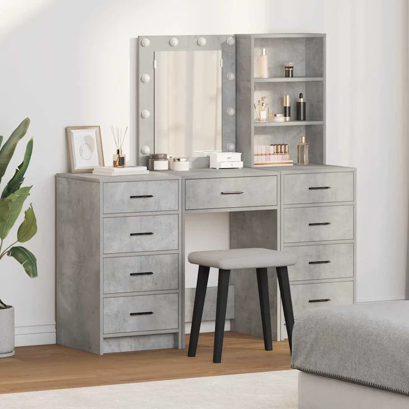vidaXL Kaptafel met lade 3 pcs Wit 40 x 41 x 135 cm Bewerkt hout