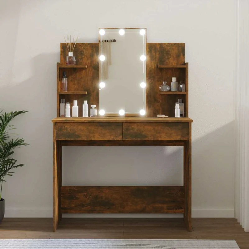 vidaXL Kaptafel met LED-verlichting 96x40x142 cm betongrijs