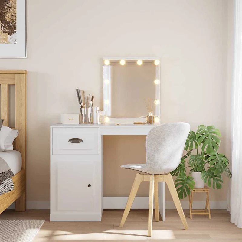vidaXL Kaptafel met LED-verlichting 90x42x132,5 cm wit
