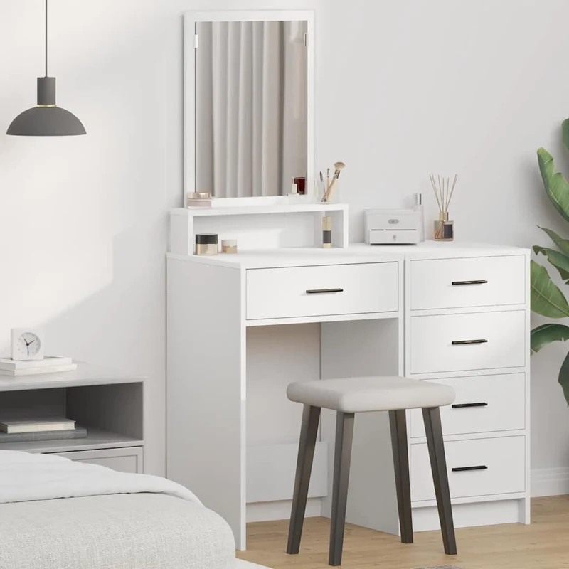 vidaXL Kaptafel met lade met plank Wit 50 x 41 x 140 cm Bewerkt hout