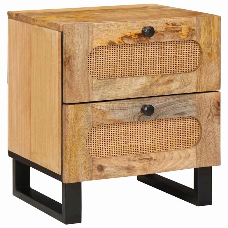 vidaXL Nachtkastje met lade Naturel 40 x 33 x 46 cm Massief Mango Hout
