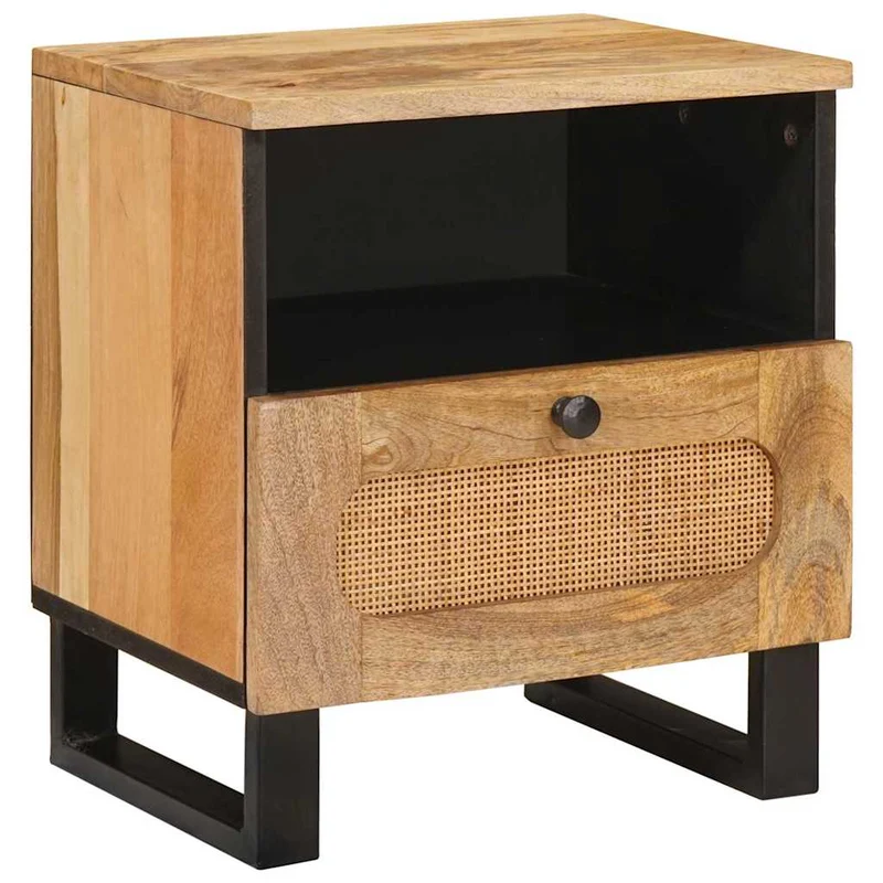 vidaXL Nachtkastje met lade Naturel 40 x 33 x 46 cm Massief Mango Hout