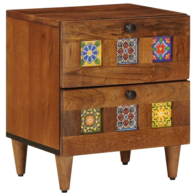 vidaXL Nachtkastje met lade Bruin 40 x 33 x 46 cm Massief Mango Hout