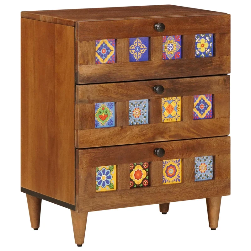 vidaXL Nachtkastje met lade Bruin 50 x 33 x 62 cm Massief Mango Hout