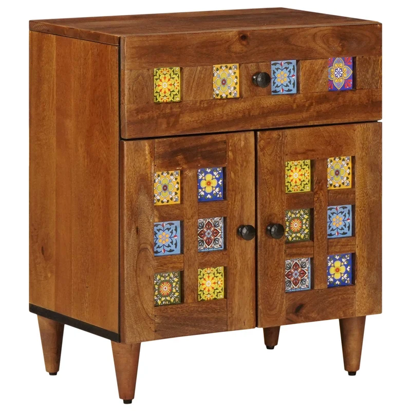 vidaXL Nachtkastje met lade Bruin 50 x 33 x 60 cm Massief Mango Hout