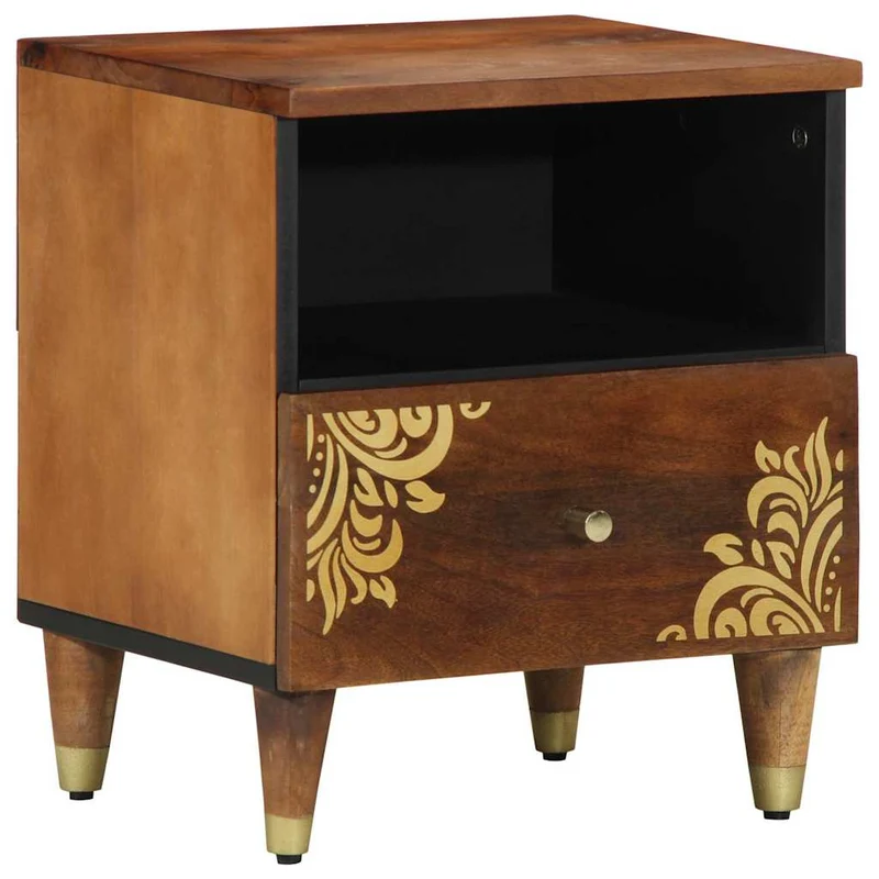 vidaXL Nachtkastje Honing bruin 40 x 33 x 46 cm Massief Mango Hout