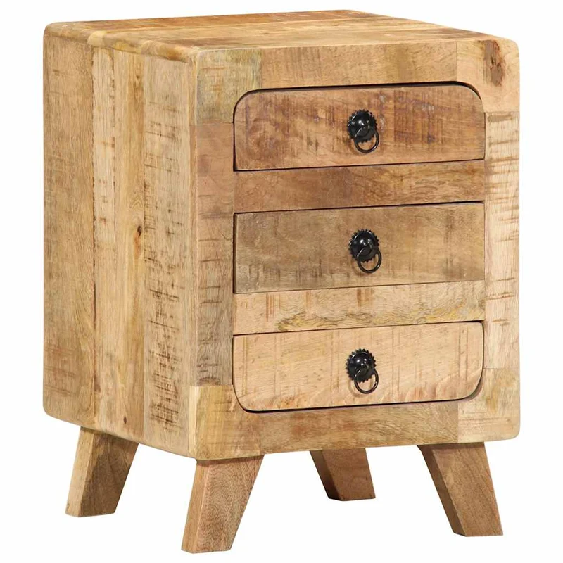 vidaXL Nachtkastje 37x32x50 cm massief ruw mangohout