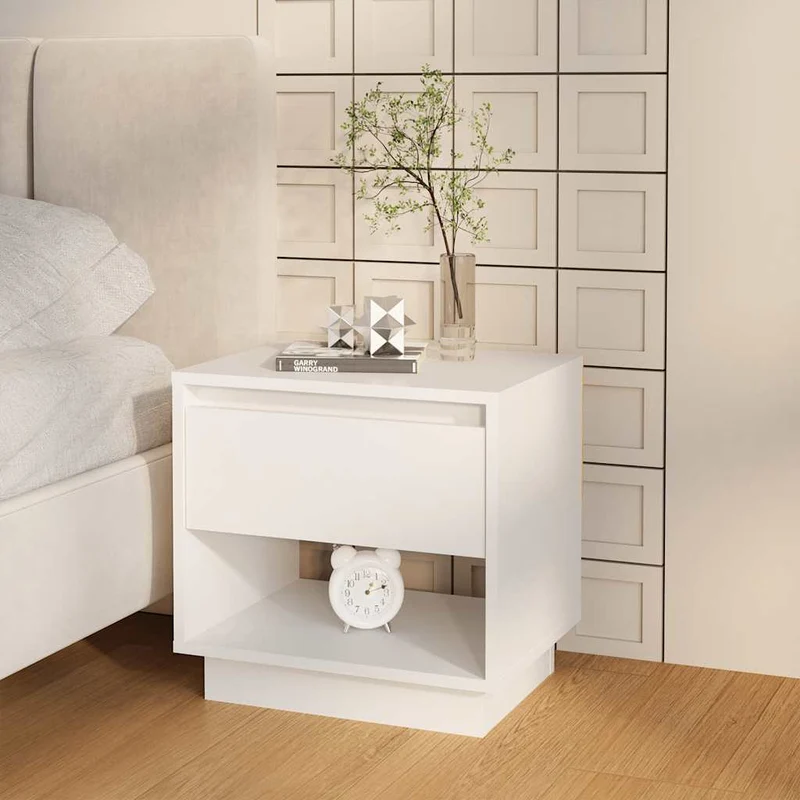 vidaXL Nachtkastje 45x34x44 cm bewerkt hout wit