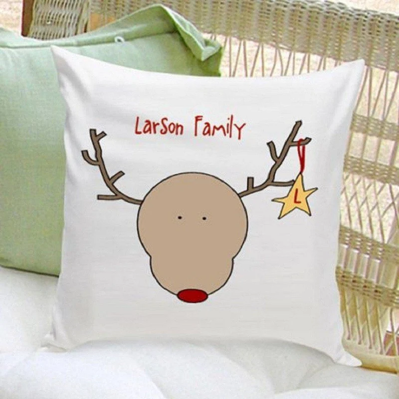 Reindeer Personalized Holiday Throw Pillow