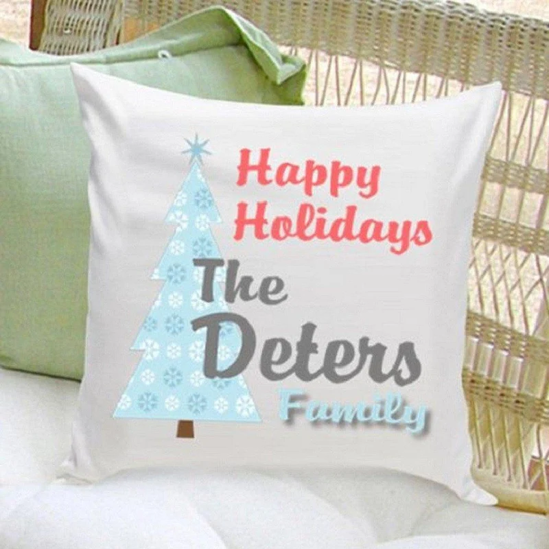 Holiday Tree Personalized Holiday Throw Pillow