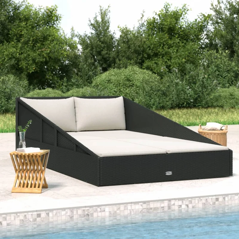vidaXL Tuinbed 110x200 cm poly rattan grijs