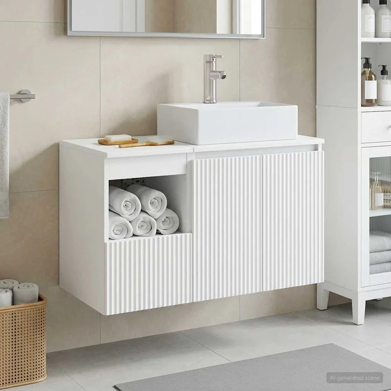 vidaXL Badkamermeubel Set 2 st Wit Bewerkt hout