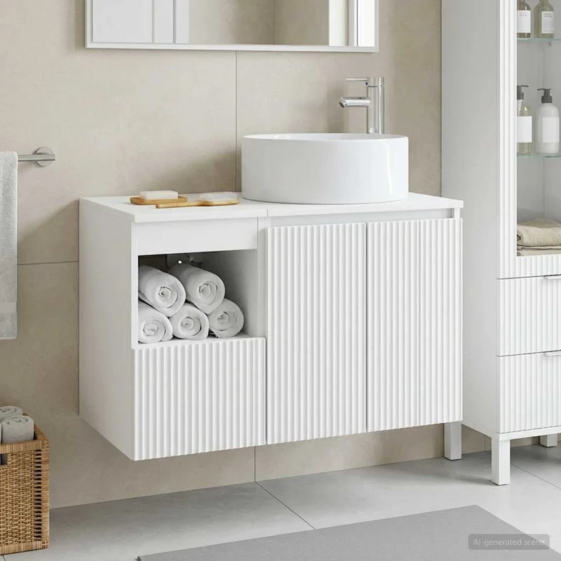 vidaXL Badkamermeubel Set 2 st Wit Bewerkt hout