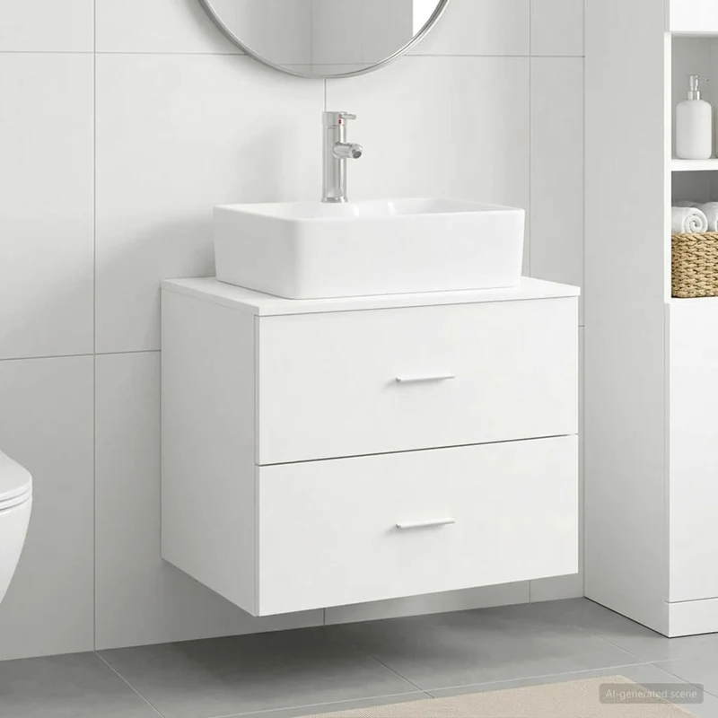vidaXL Badkamermeubel Set Wit Bewerkt hout